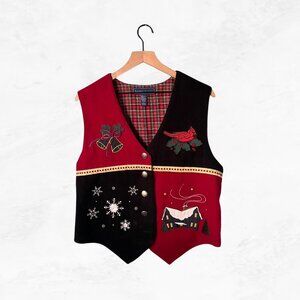Karen Scott Vintage Embroidered Christmas Vest
